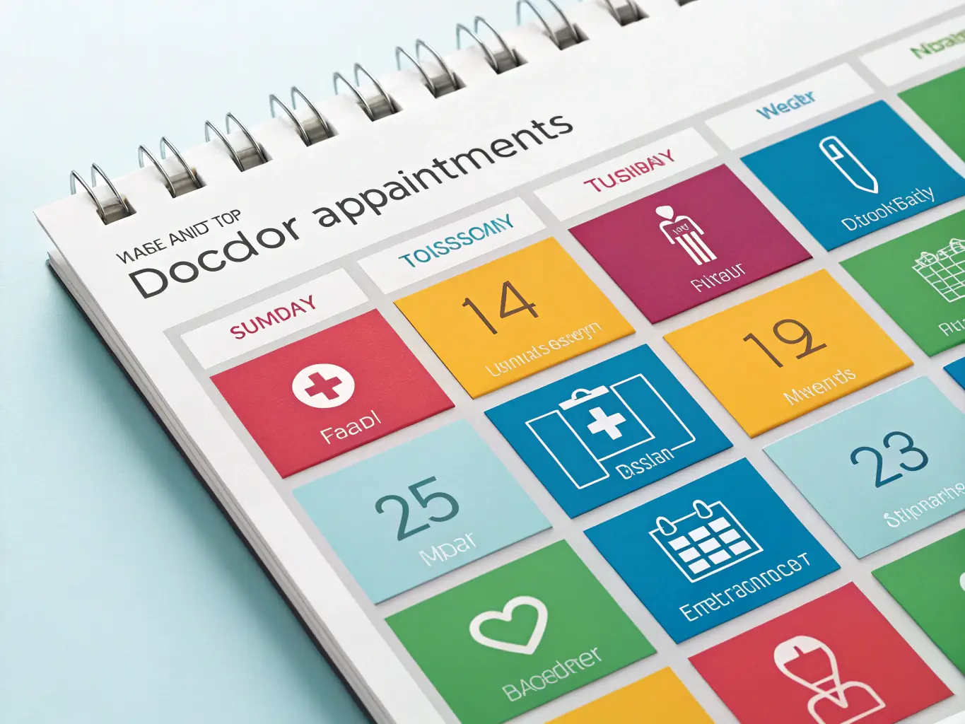 An image depicting a flexible calendar with various appointment slots, highlighting the adaptability and personalized scheduling options available through concierge psychiatry.