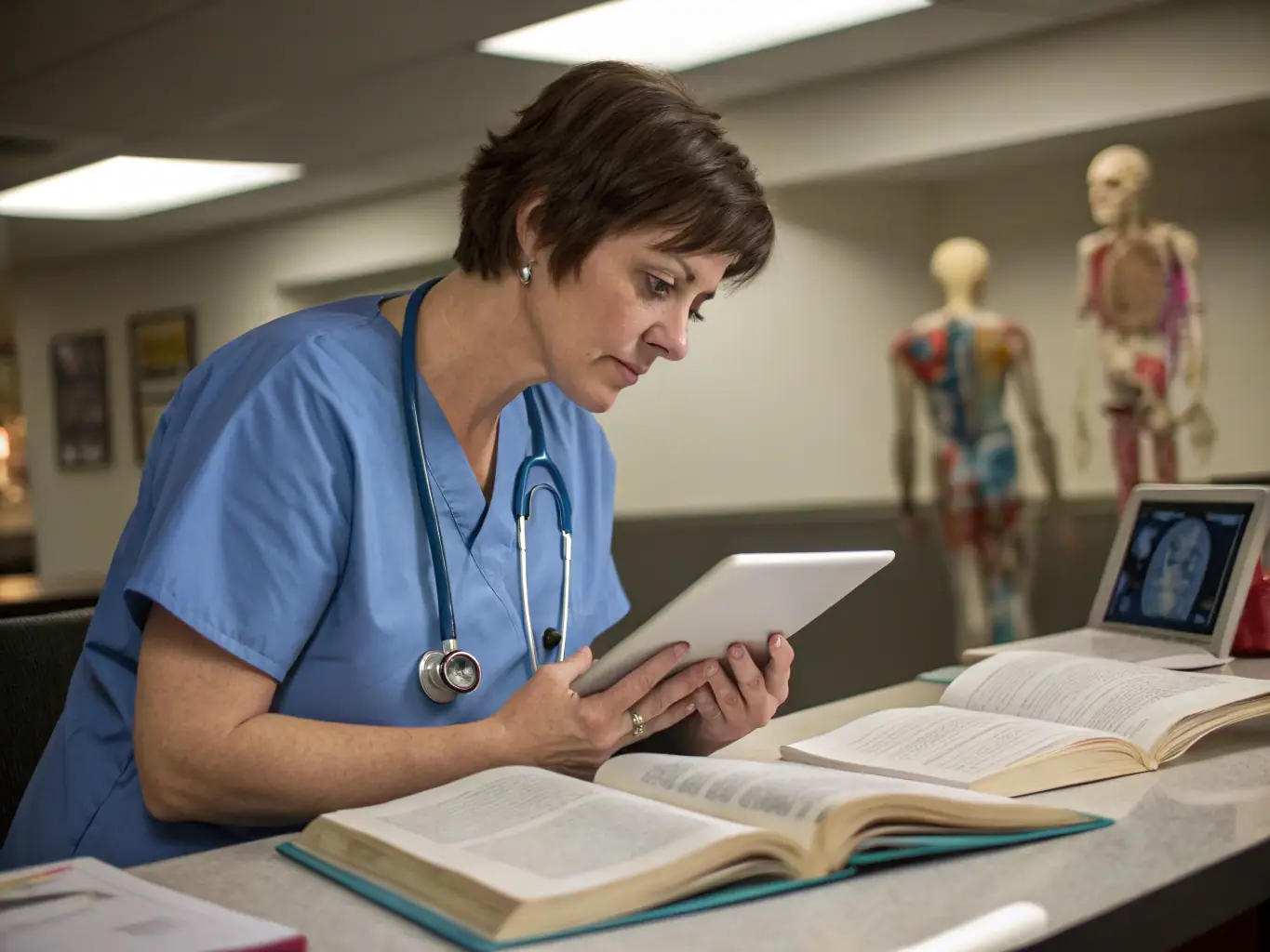 A caring Psychiatric Mental health Nurse Practitioner is shown reviewing a patient's comprehensive mental health plan, emphasizing the personalized and thorough approach of concierge psychiatry.