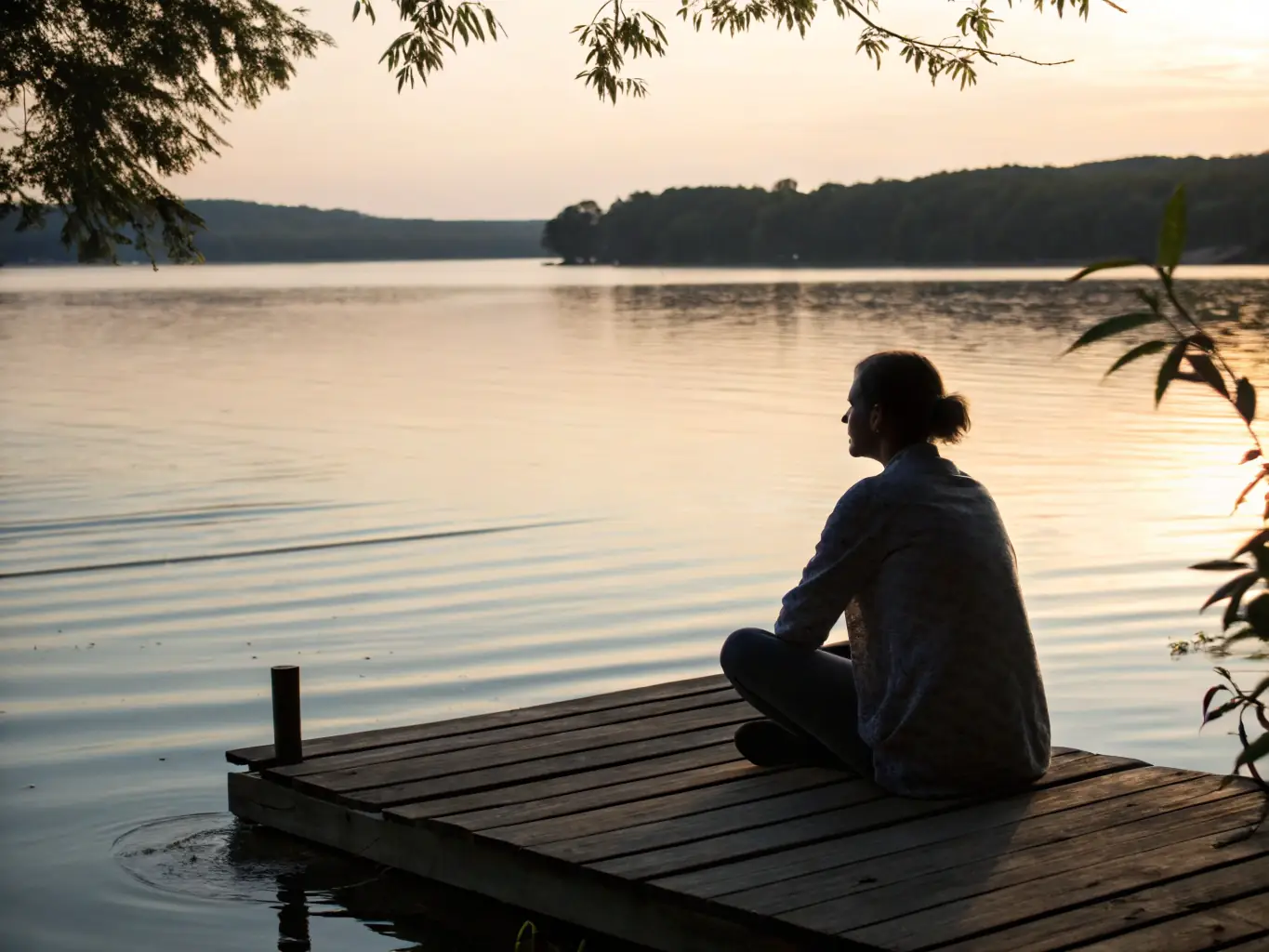 A serene image of a person meditating outdoors, symbolizing peace of mind and the ease of managing one's health with a simple, consistent plan.