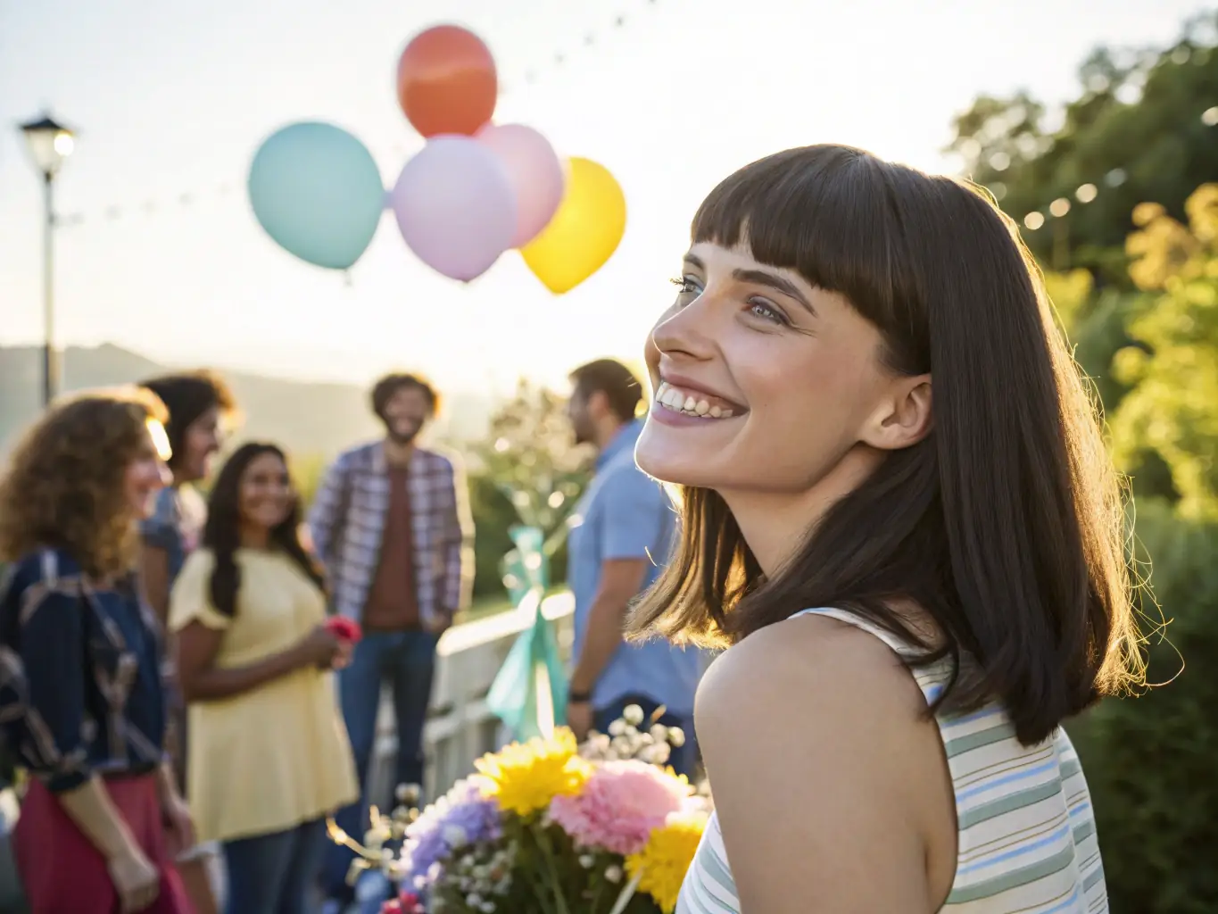 A person smiling genuinely, surrounded by supportive friends or family, symbolizing the improved relationships that result from empathetic mental health support.